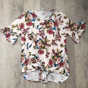 Adorable Acting Pro floral tie blouse size L